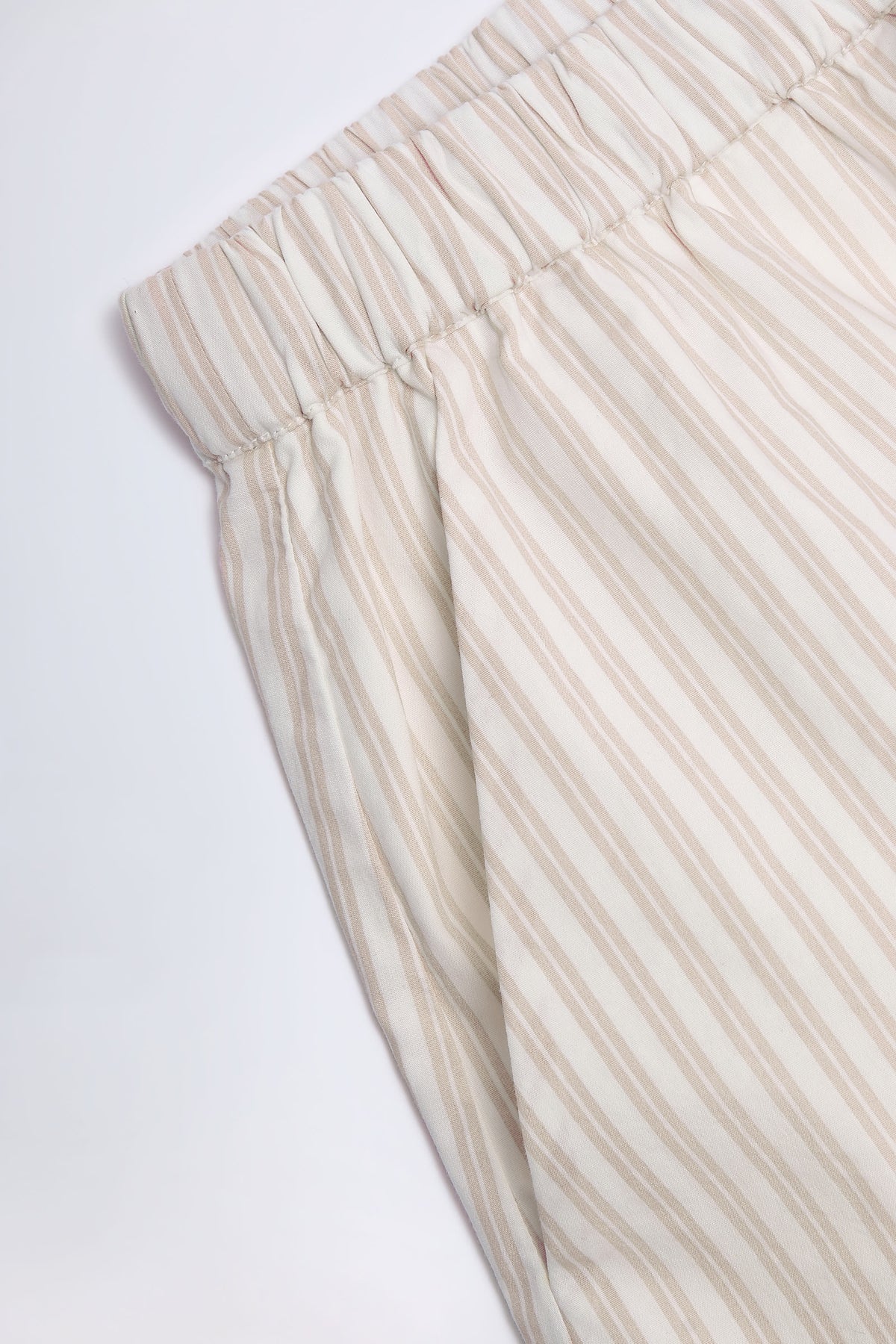 ⁣⁢Hose aus Baumwoll-Popeline mit weitem Bein in Hellbraun-Streifen⁤⁣