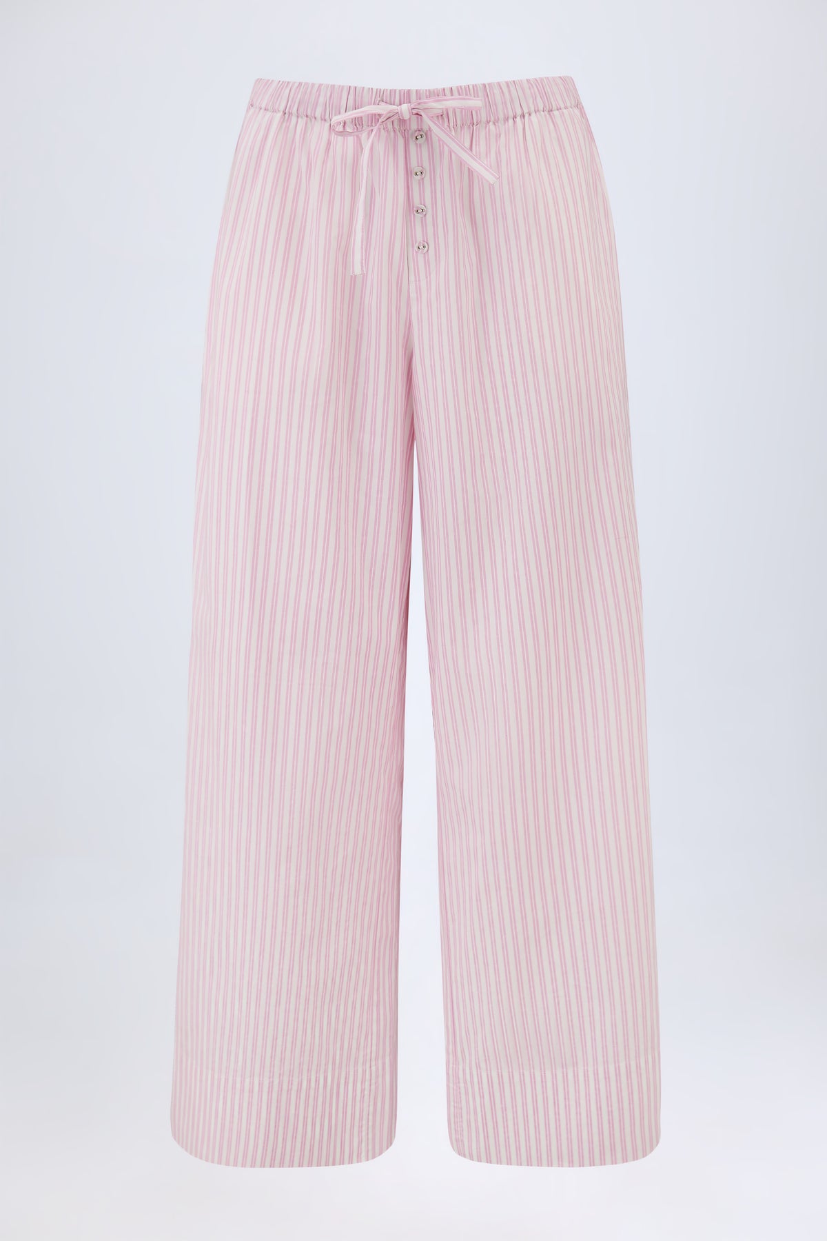 ⁣⁢Hose aus Baumwoll-Popeline mit weitem Bein in Pink Stripe⁤⁣ - 2