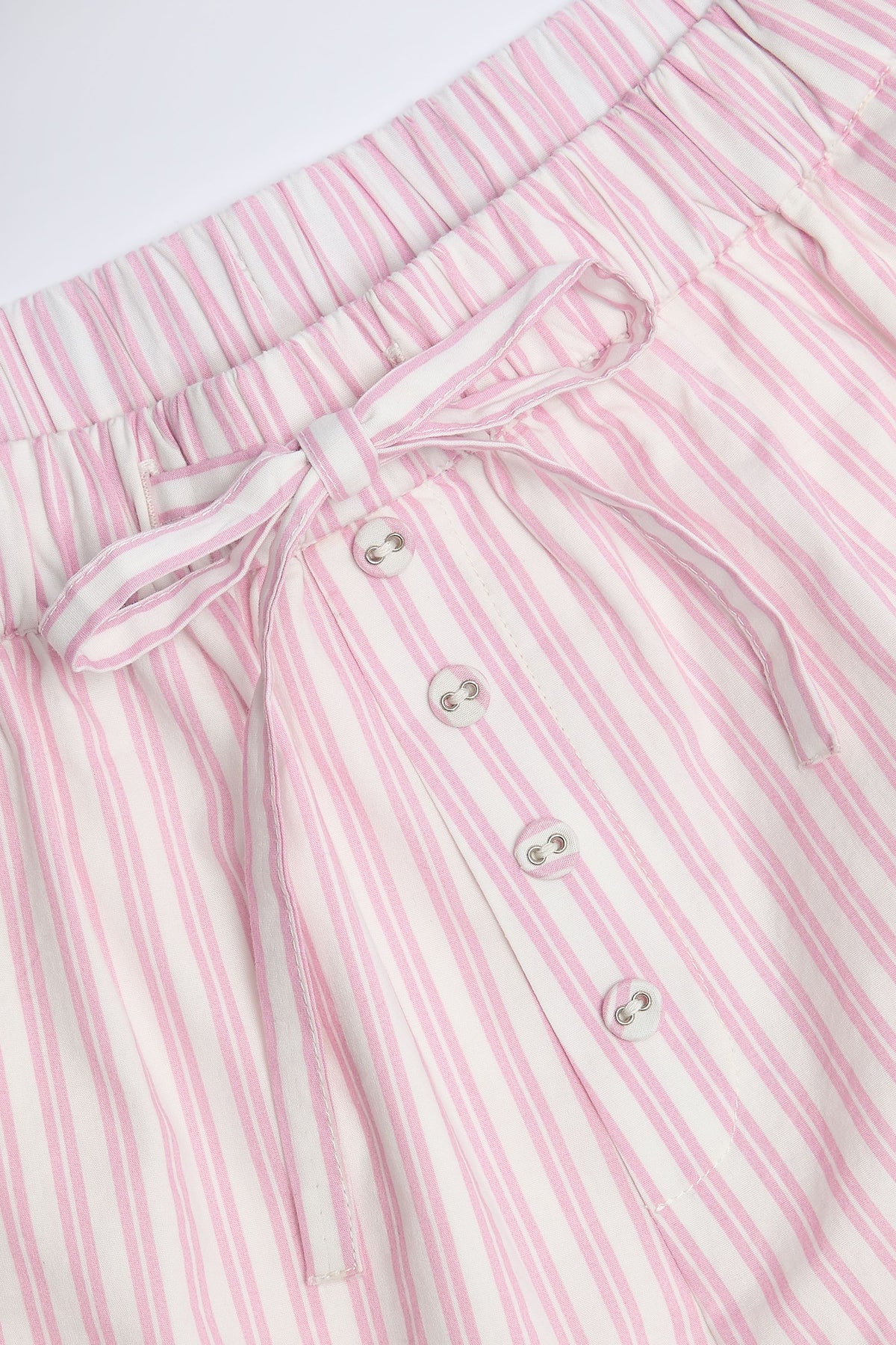 ⁣⁢Hose aus Baumwoll-Popeline mit weitem Bein in Pink Stripe⁤⁣