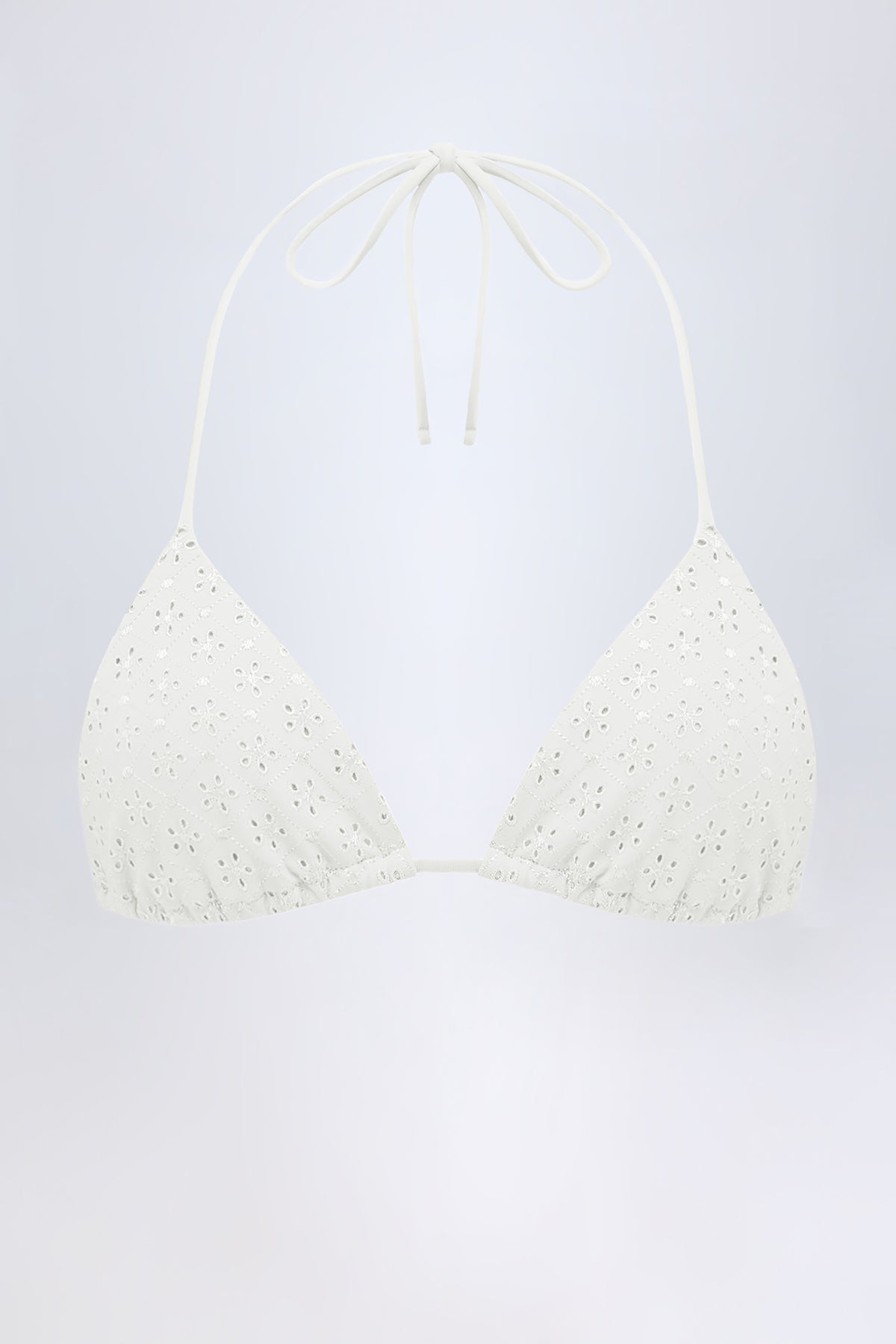 ⁣⁢Broderie Anglaise Triangel-Bikinioberteil in Weiß⁤⁣ - 2