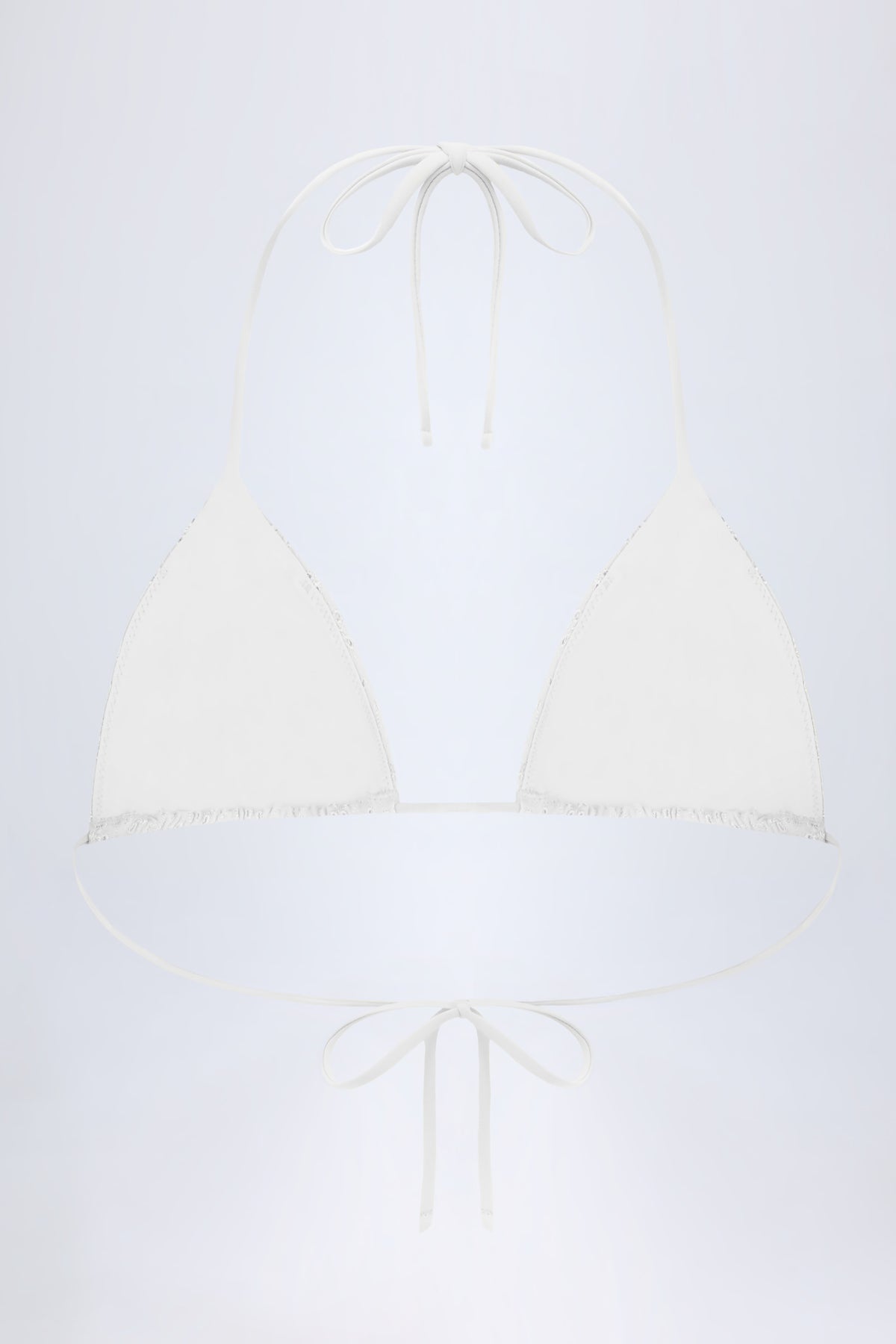 ⁣⁢Triangel-Bikinioberteil mit Lochstickerei in Weiß⁤⁣