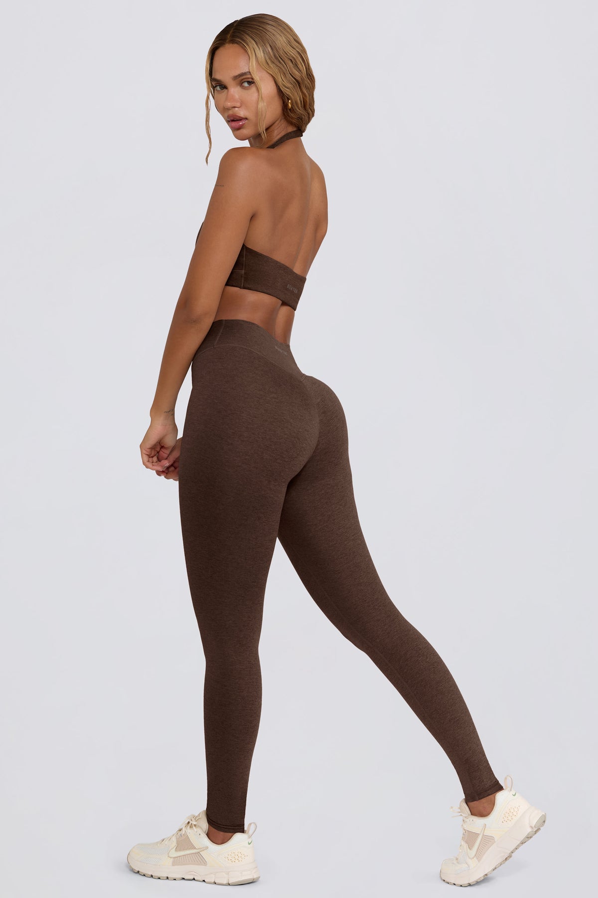 ⁣⁢Gerauter Jersey Raff-Mid-Rise-Leggings in Pecan Marl⁤⁣ - 1