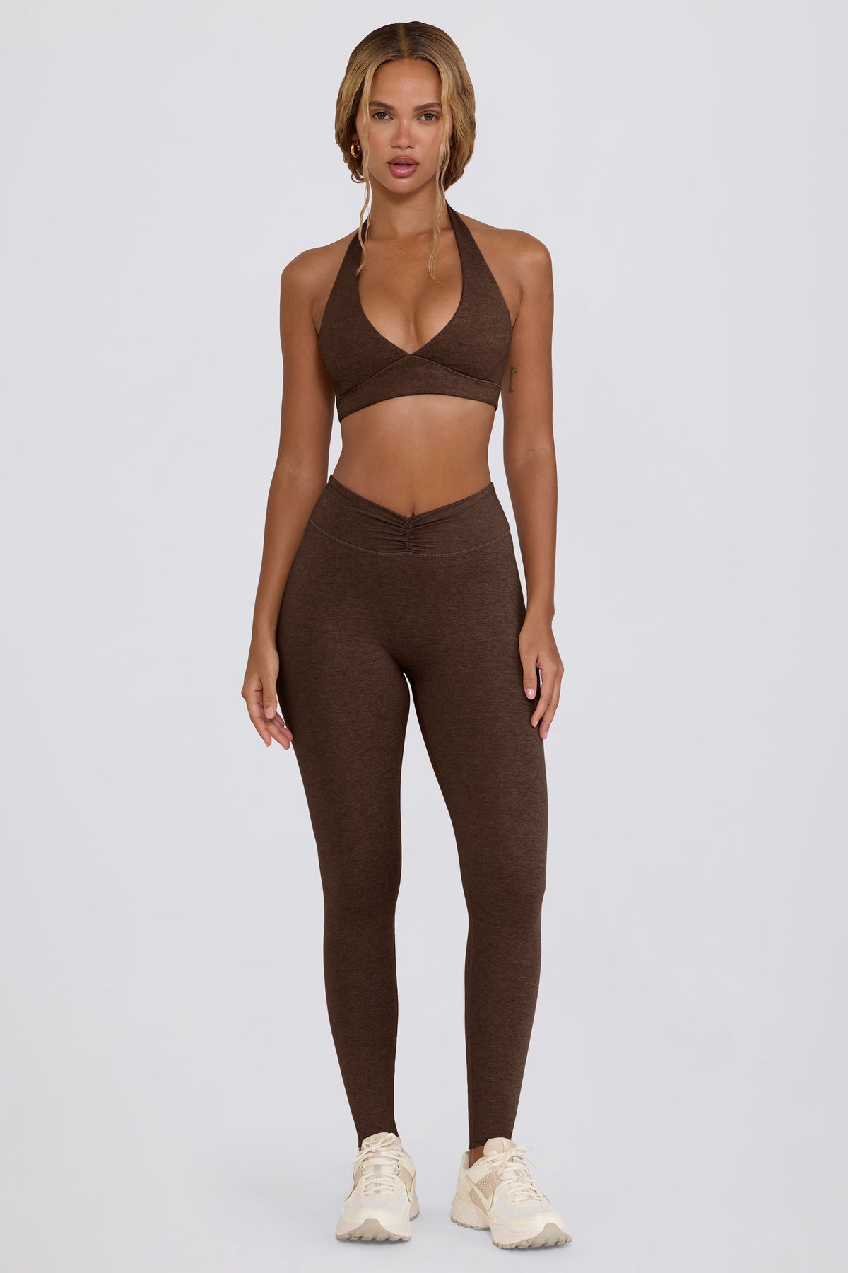 ⁣⁢Gerauter Jersey Raff-Mid-Rise-Leggings in Pecan Marl⁤⁣ - 2