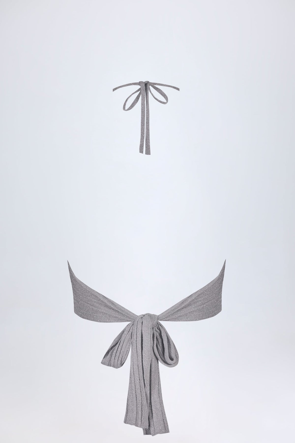 ⁣⁢Plunge Halterneck Crop Top in Silber⁤⁣