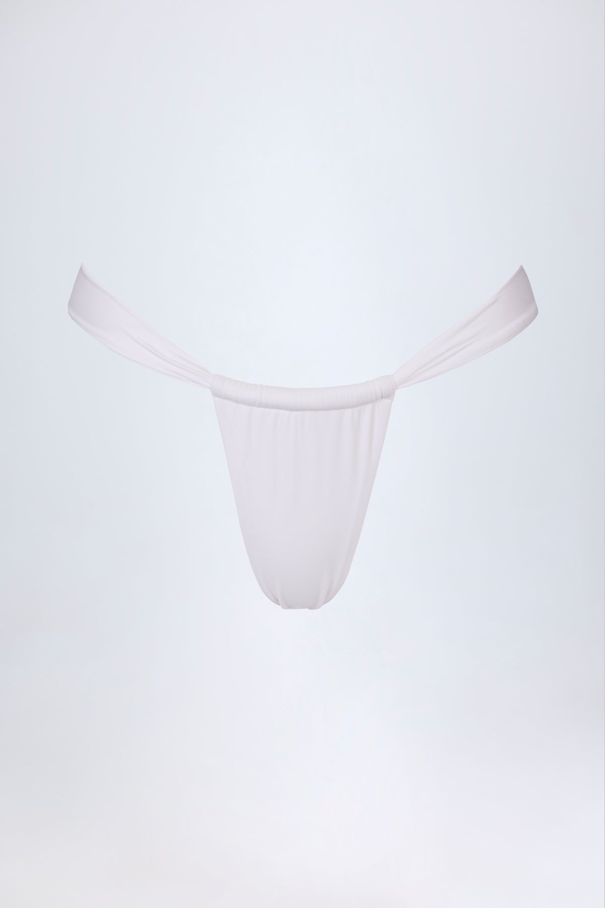 ⁣⁢Geraffte Tanga-Bikinihose in Weiß⁤⁣
