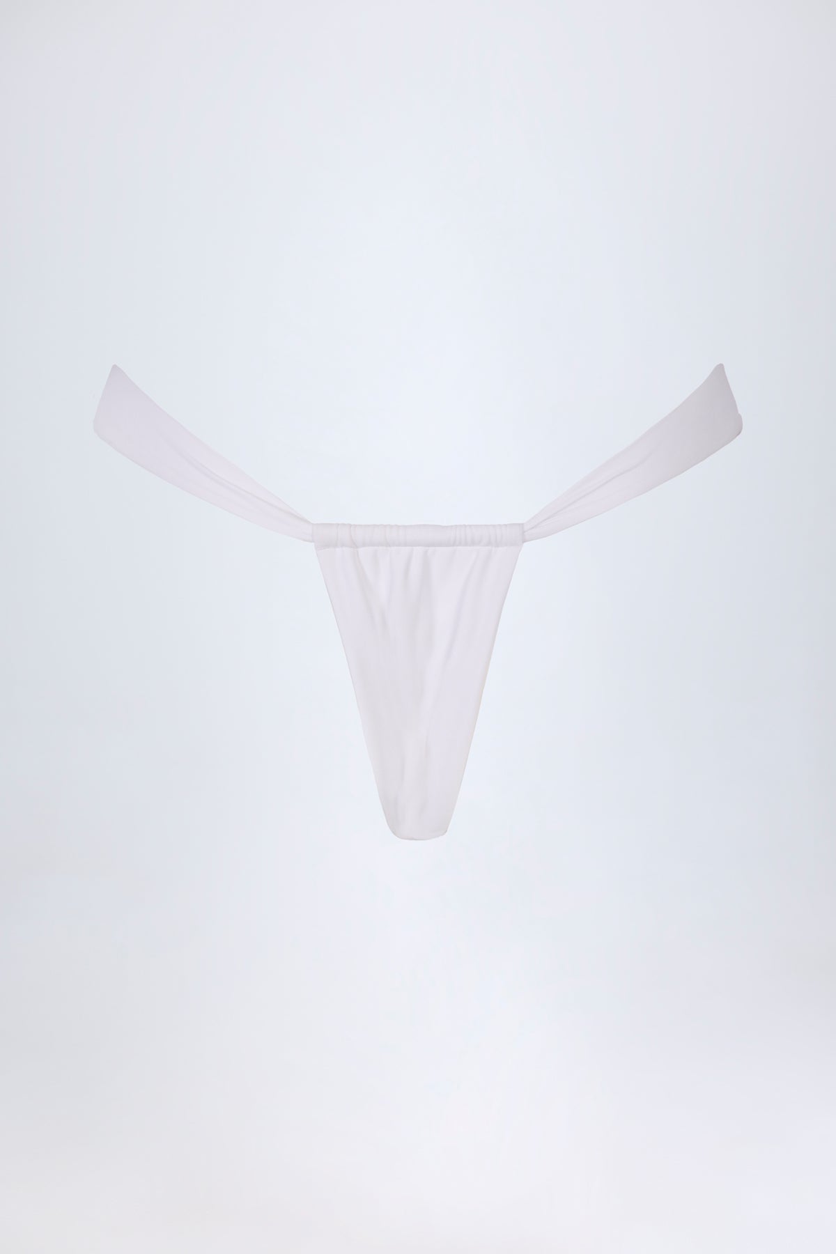 ⁣⁢Geraffte Tanga-Bikinihose in Weiß⁤⁣