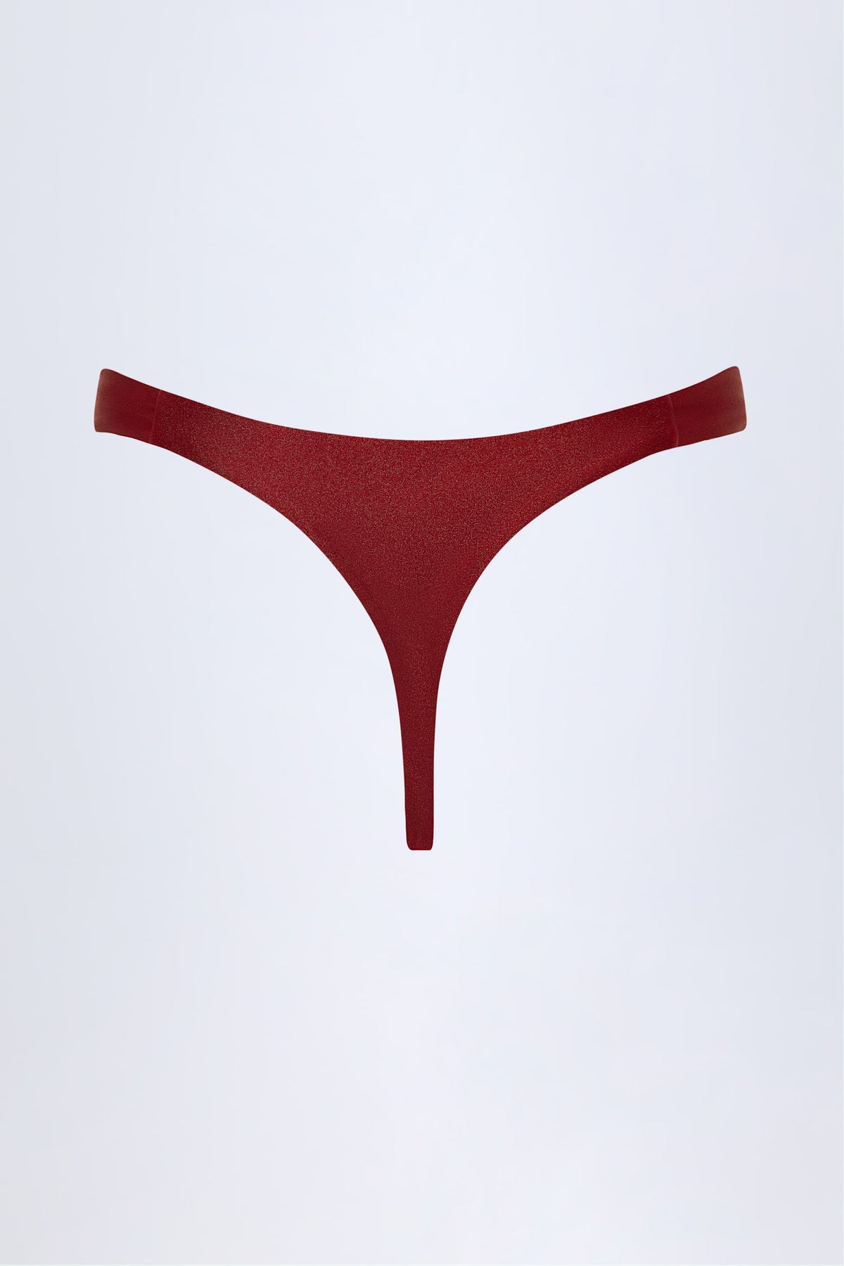 ⁣⁢Tanga-Bikinihose mit Metalldetail in dunklem Kirschrot⁤⁣