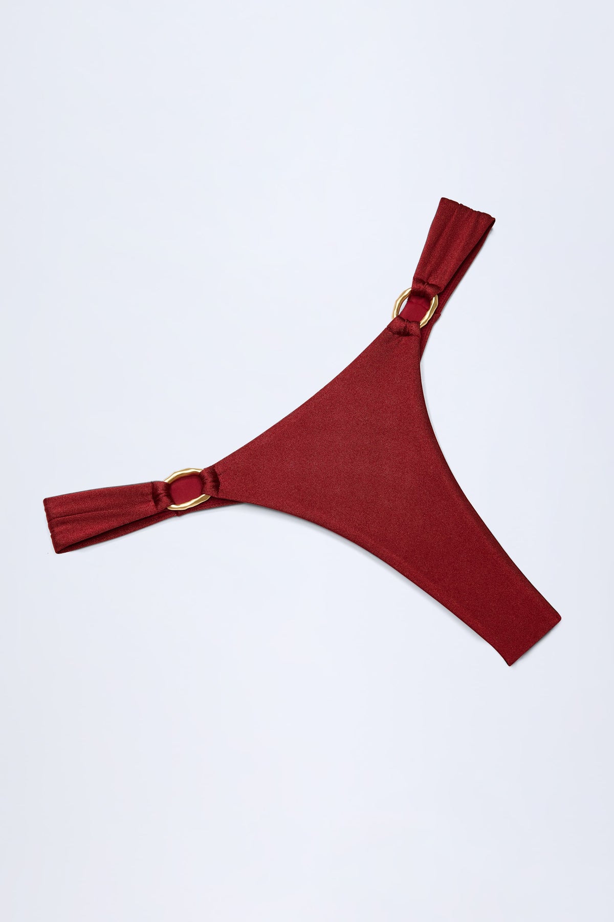⁣⁢Tanga-Bikinihose mit Metalldetail in dunklem Kirschrot⁤⁣