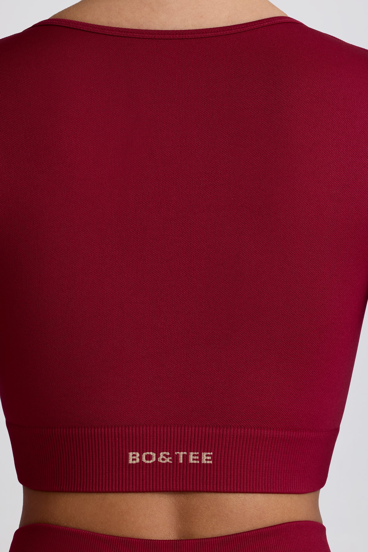 ⁣⁢Super Sculpt Seamless Langarm-Crop-Top in Burgundy⁤⁣