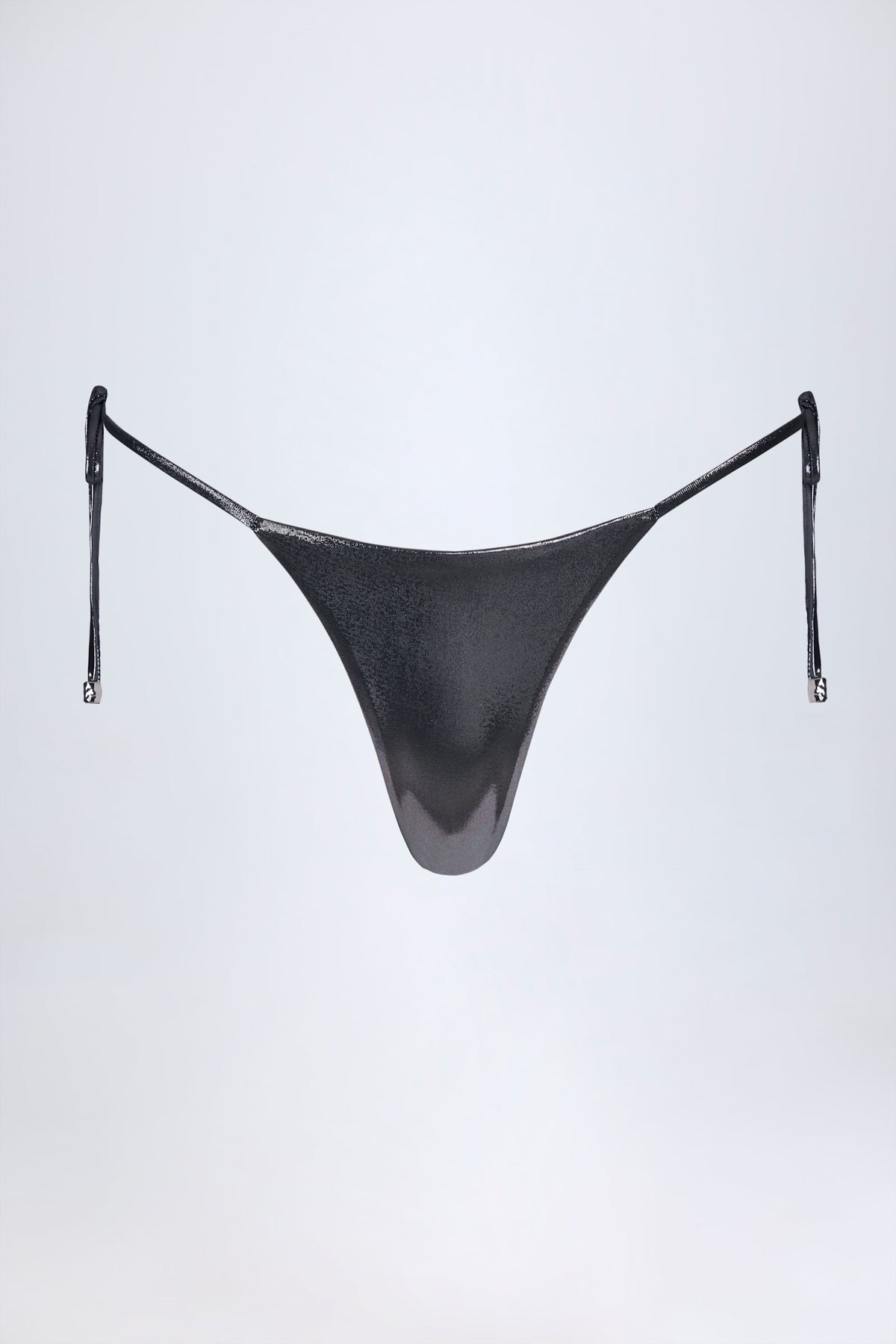 ⁣⁢Tanga-Bikinihose in Chromsilber⁤⁣