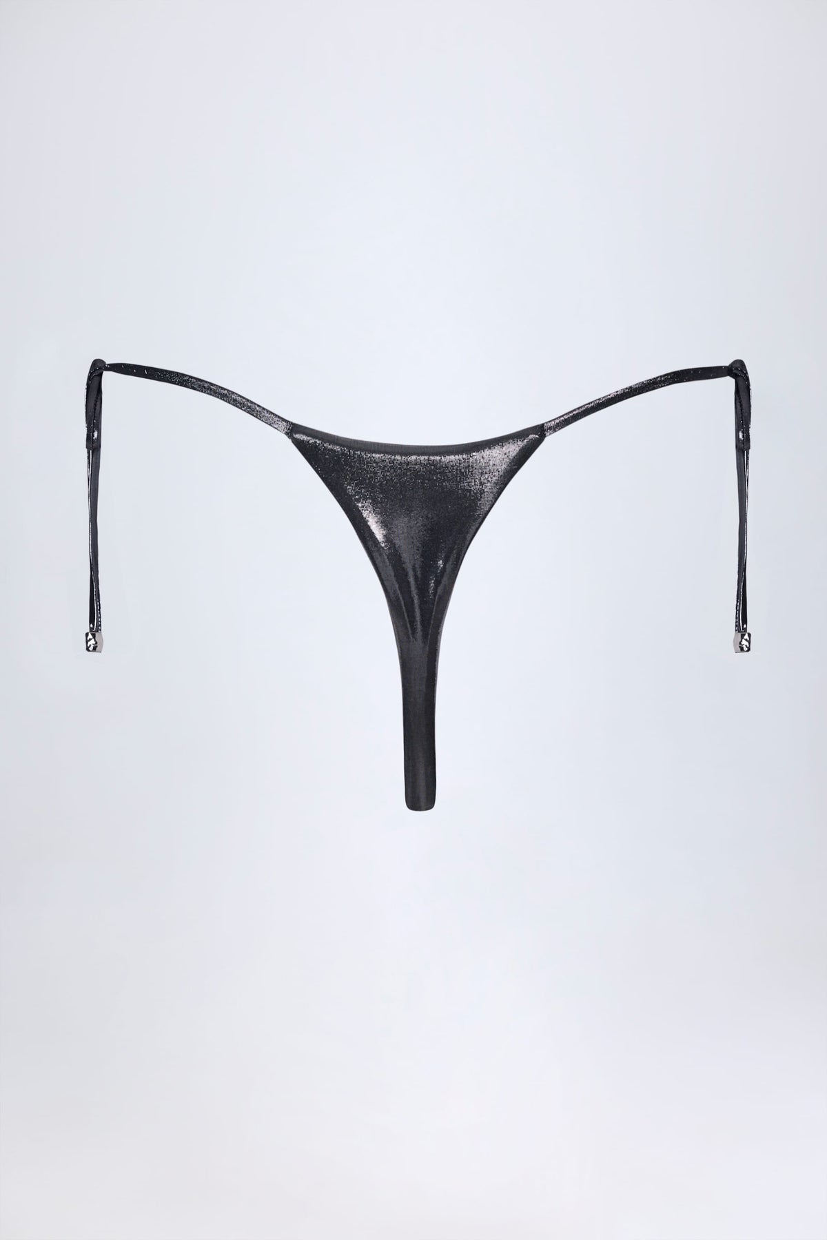 ⁣⁢Tanga-Bikinihose in Chromsilber⁤⁣