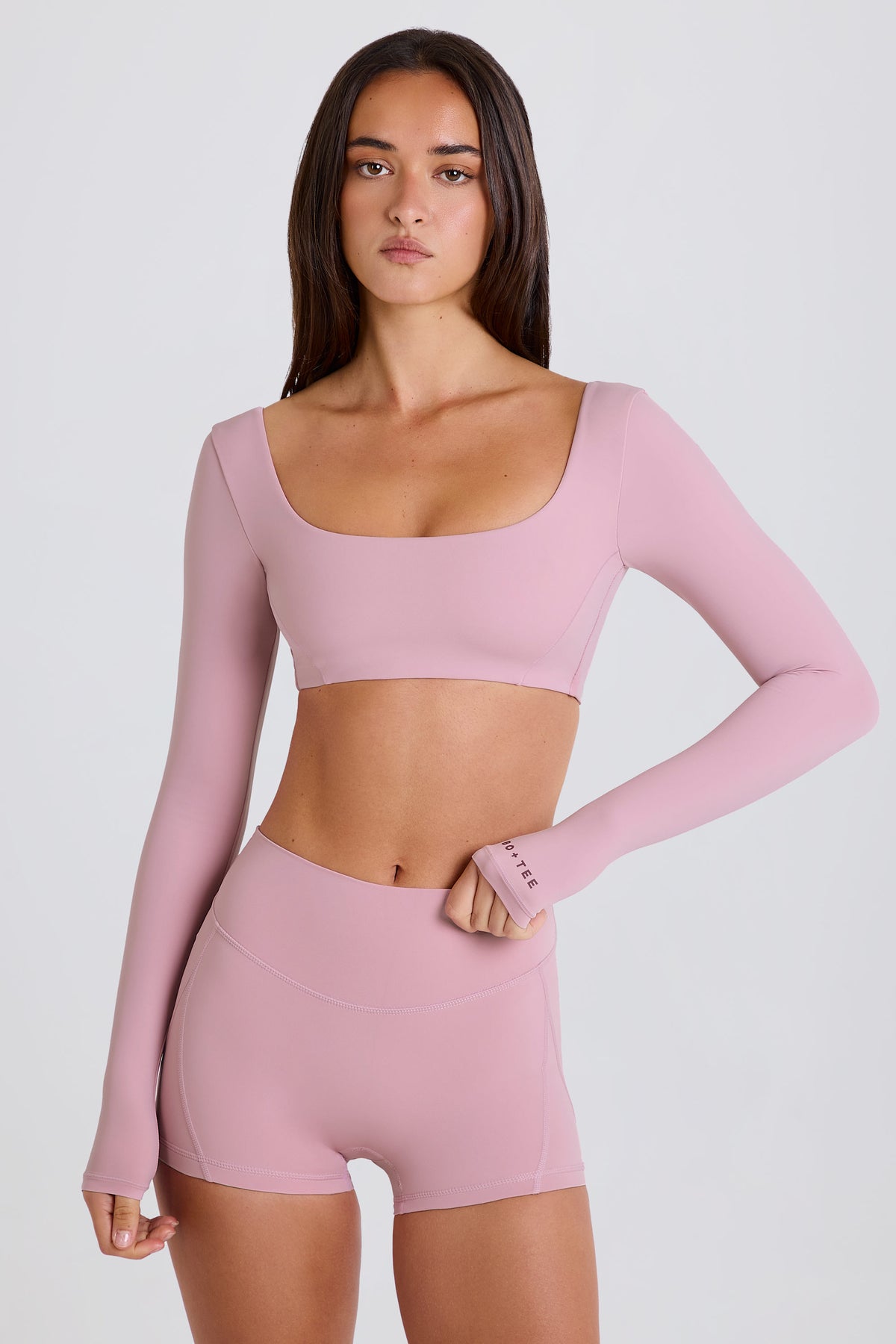 ⁣⁢Langarm-Crop-Top in Mauve⁤⁣ - 1